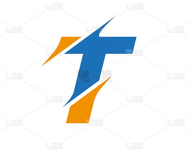 首字母组合字母T设计的标志向量。T切片字母标识。带有斜线概念的现代T字母标志。素材-花瓣网