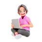 有疑问的女学生 3D 插图