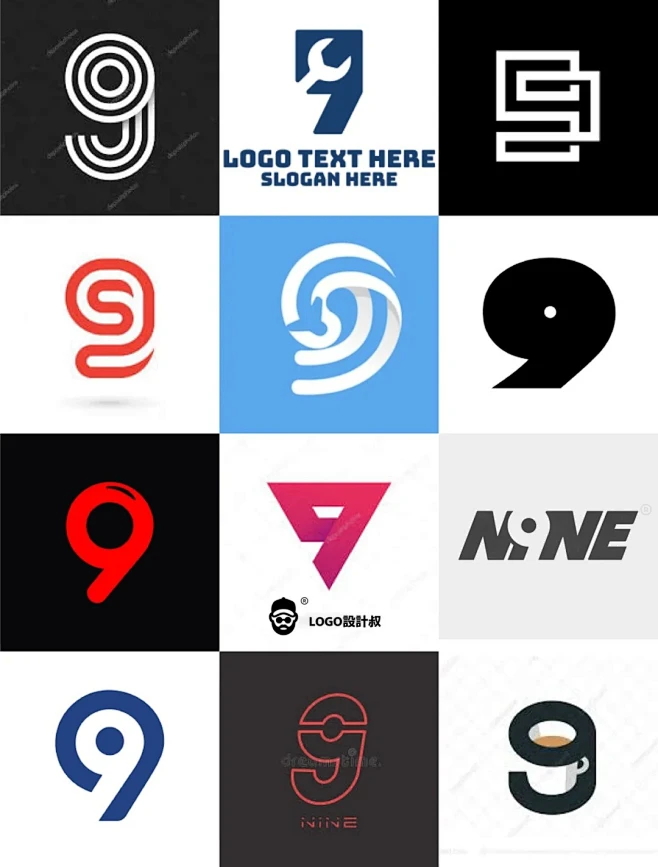 灵感采集9️⃣99个数字9元素图形logo设计分享_6_设计叔logo设计_来自小红书网页版-花瓣网