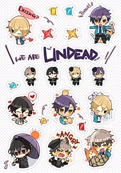 あんスタ合奏明星角色心情貼紙（Undead+Knights) : 「あんスタ合奏明星角色心情貼紙（Undead+Knights)」是月伊製作發表的收藏品貼紙同人周邊。