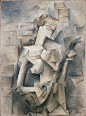 毕加索的抽象油画人物作品《玩曼陀林的女孩》