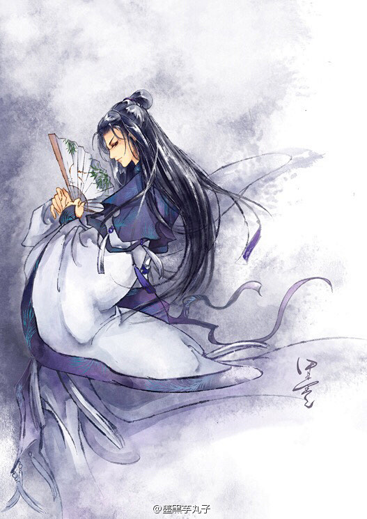 古风手绘插画墨青墨黑痴汉丸绘