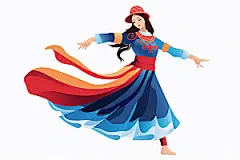 藏族人物手绘少数民族插画