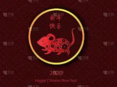 2020,新年前夕,背景,高雅,鼠,老鼠,残酷的,红色,剪影,设计