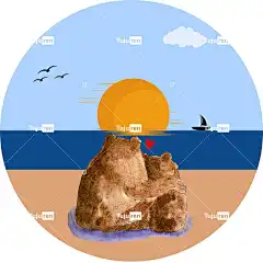 爱 海滩 日落 海 恋人 熊 浪漫 恋爱中 剪贴画
