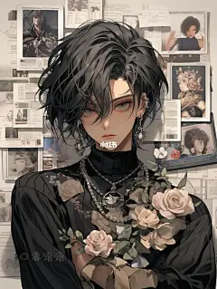 复古港风动漫男生头像|壁纸|黑玫瑰