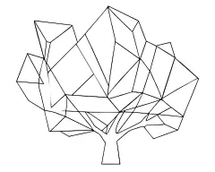 适合激光切割矢量插画线条艺术的几何梧桐树粗线
