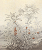 Traditional wallpaper / nature pattern / panoramic / handmade - TROPICAL VIEWS : TRV-100 - Paul Montgomery Studio