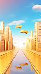 LS_Blue_sky_golden_buildings_on_either_side_of_a_golden_road_cl_4070adb0-bb45-4ddb-8cb4-32f802000486
