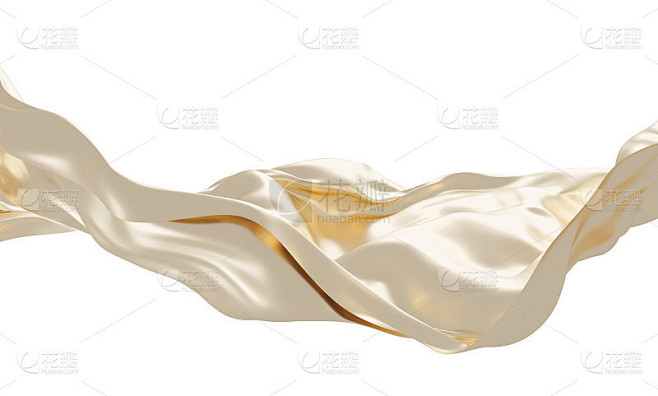 珍珠布在风中飞舞隔离在白色背景上3D渲染