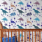 Dinosaurs Allover Stencil - Better Than Wallpaper - Perfect for a Kids Bedroom : Try wall stencils instead of expensive wallpaper! Cutting Edge Stencils offers the best stencils for DIY décor - stencils expertly designed by professional decorative painter