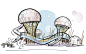 Handsketch of jellyfish playground sculpture for Pier 58 Seattle