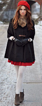 Looks like an updated Red Riding Hood. I like the beret on her--on me it wouldn't work, so I'd swap it for a skullcap.