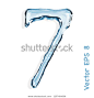 Number collection from clear transparent bluish water droplets - seven. Vector EPS 8