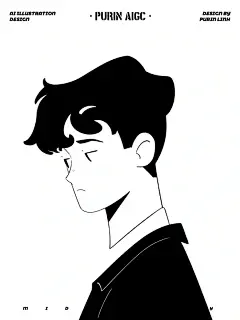 「AI插画」极简黑白 | 男生头像篇❤
