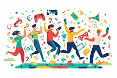 炫彩职工趣味运动会图片插画