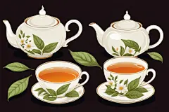 手绘文艺嫩绿沁著茶香茶叶插画
