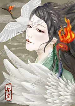 国潮手绘插画 【酷图网】国潮,山海经,手绘,插画,祥云