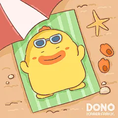 艾克家族icarefamily原创头像壁纸插画-DONO海边沙滩日光浴
