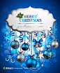圣诞彩球星星铃铛彩带矢量图片素材设计背景模版源文件下载