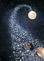 月亮的幻想_飞向月球的旅行 ~ 来自韩国插画家Aeppol 的「森林女孩日记」系列插画。