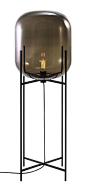 Floor lamp - Oda Big by Sebastian Herkner for pulpo - Materials & colors : smoky grey glass & black powder coated steel: 