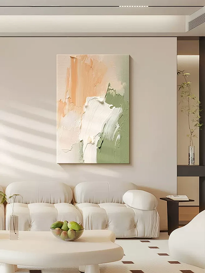 奶油风客厅装饰画抽象涂鸦砂岩玄关壁画沙发背景墙肌理感艺术挂画-tmall.com天猫-花瓣网