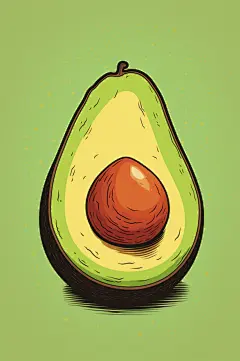 AI数字艺术美味水果营养牛油果插画-众图网