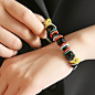 韩国饰品进口 复古炫彩水晶串珠子双层休闲中性手链手环手绳子