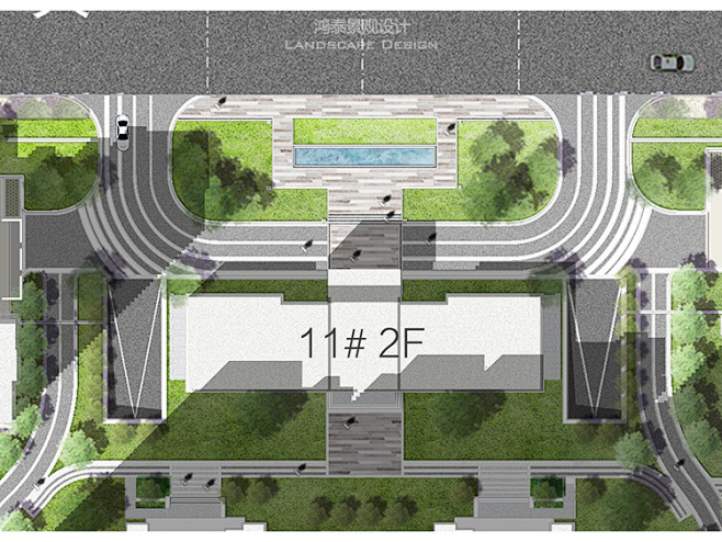 国际竞赛风格园林景观住宅公园PSD彩色总...