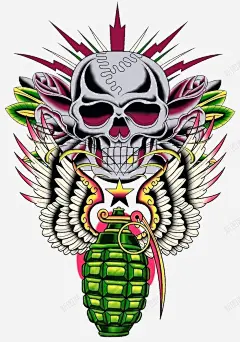 灰色骷髅绿炸弹高清素材 设计图片 免费下载 页面网页 平面电商 创意素材 png素材