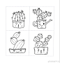 简笔画：可爱的植物与盆栽。
by/ 铃铛子手账 ​ ​​​​