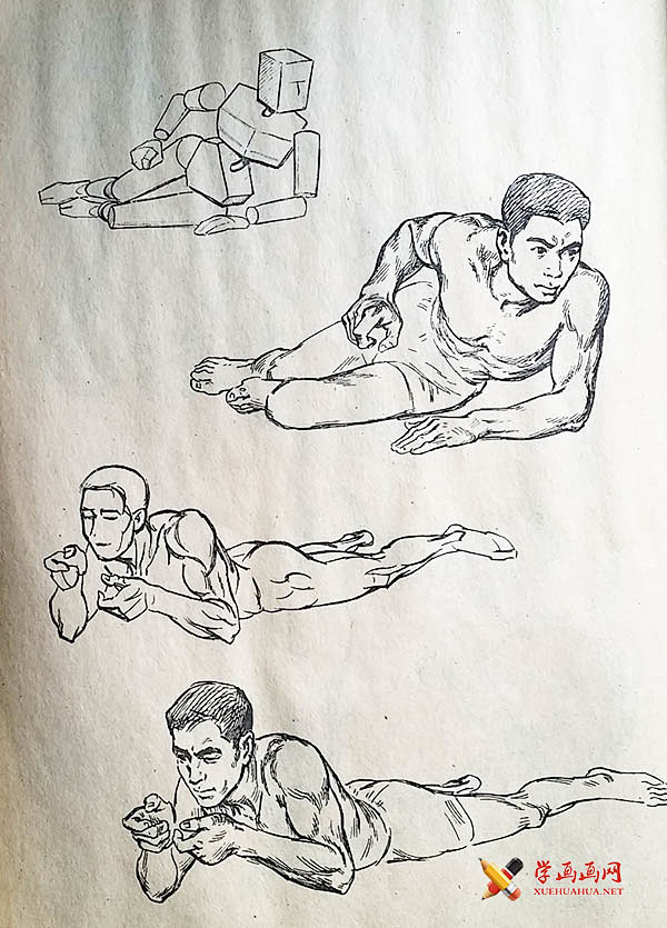 人体动态绘画（二）:坐姿与蹲姿的画法图解...