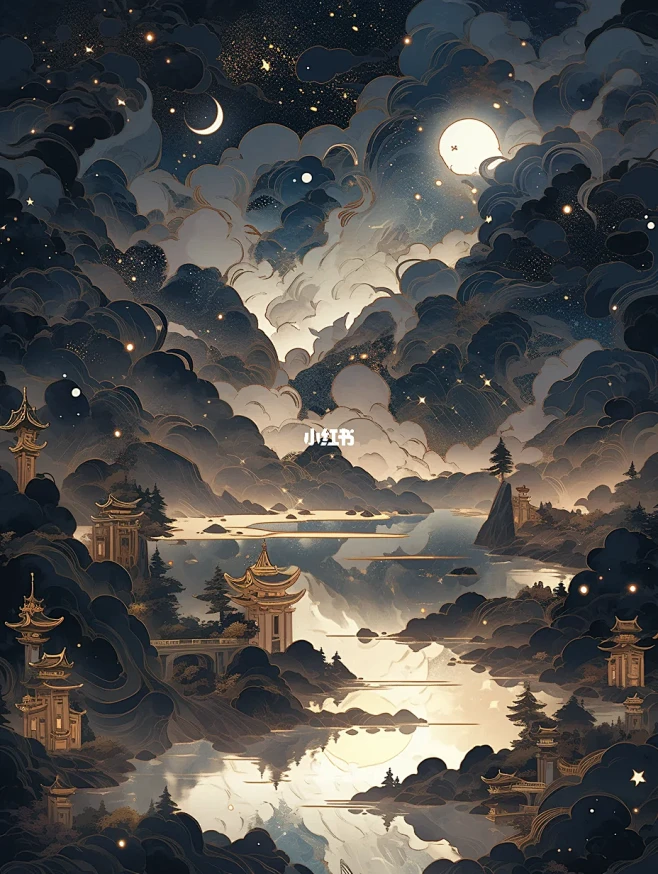 明月几星梦,山河多雾纹-花瓣网