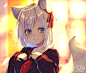 Anime 2000x1692 anime girls original characters fantasy girl fox girl foxy ears looking at viewer white hair hair ribbon blushing smiling portrait sailor uniform schoolgirl school uniform backlighting artwork drawing digital art illustration 2D chita (ket