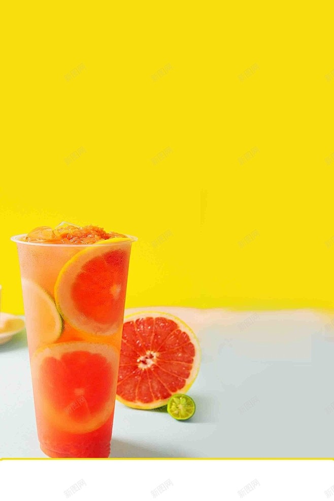 夏不为利绿色健康鲜榨果汁饮品促销海报 背...
