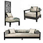 新中式沙发 实木布艺印花沙发 现代中式家具沙发组合 简约休闲椅-淘宝网