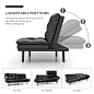 Amazon.com: LIFERECORD Futon Sofa Bed Modern Faux Leather Convertible Sofa Memory Foam Daybed with Adjustable Armrests for Living Room Apartment Dorm, Black : Home & Kitchen