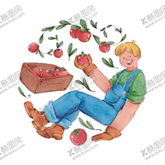 手绘男孩与西红柿 【酷图网】童年,手绘图,手绘插画,奶奶,田野,果树,菜园,西红柿,番茄,丫头,童年生活,儿童生活,游戏,童年游戏,快乐时光,水粉画,插画,梦想,生活,彩粉画,蜡笔画,彩铅画,儿童画,卡通画,植物,花草,玩耍,人物插画,手绘人物,卡通插画,花朵,绘画书法