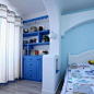 蓝色调背景墙 现代风格富裕型三居室 儿童房设计效果图http://www.kumanju.com/tuku/4882.html