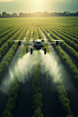 农业无人机驱虫农药播撒摄影图