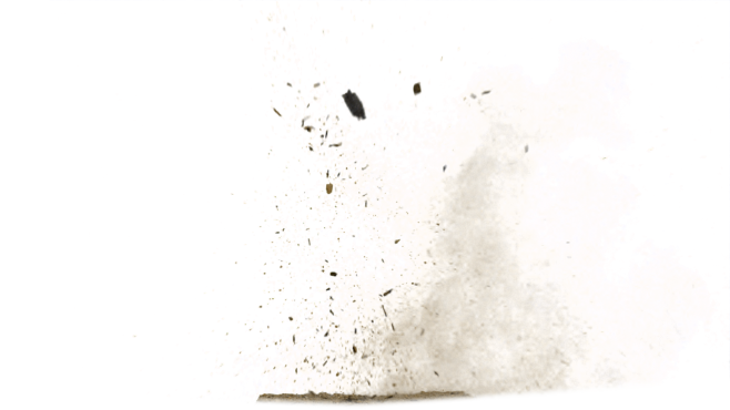 地面墙面爆破爆炸粉尘沙飞溅碎块火焰特效P...