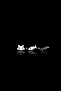 猫吃鱼 背景 黑白