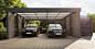 Gabionen-Carport mit Platz für zwei Fahrzeuge