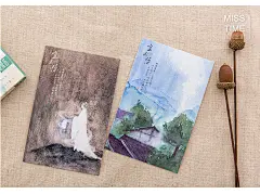 拾光空山隐文艺清新水彩古风水墨风生日祝福贺卡明信片30张-淘宝网