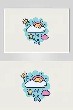 AI数字艺术天气图标插画元素-众图网