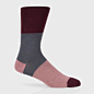 Paul Smith Men's Damson Colour Block Socks : - Paul Smith men's damson, grey and pink colour block socks, made in England from a soft cotton blend.