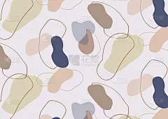 艺术的棕、蓝、黄、粉卷造型无缝图案