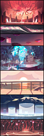 A selection of backgrounds from the Steven Universe episode: "Together Breakfast". Direction: Kevin Dart; Design: Sam Bosma, Emily Walus; Paint: Jasmin Lai, Elle Michalka.: 