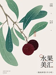 发现6张爆的可商用杨梅插画与线稿素材 - 小红书